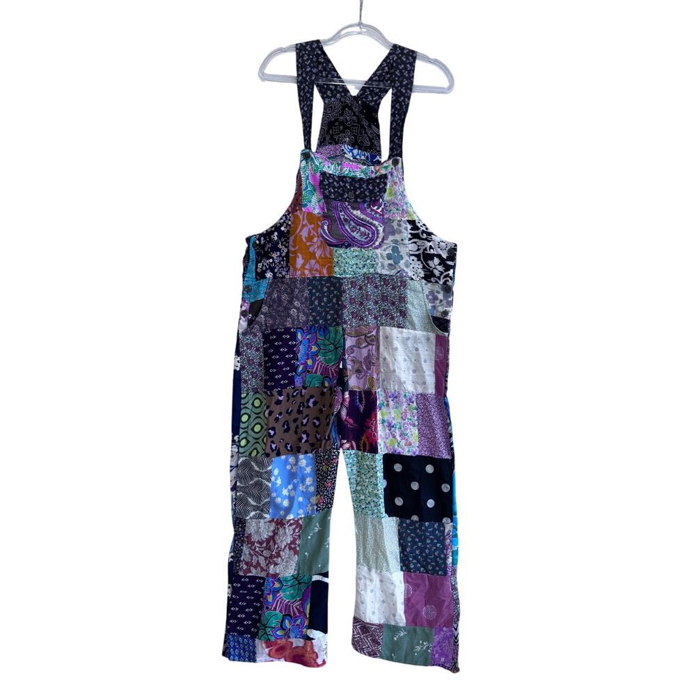 Patchwork Overalls Boho Wide Leg Jumpsuit Festival Western Cottagecore S/M - Picture 3 of 12